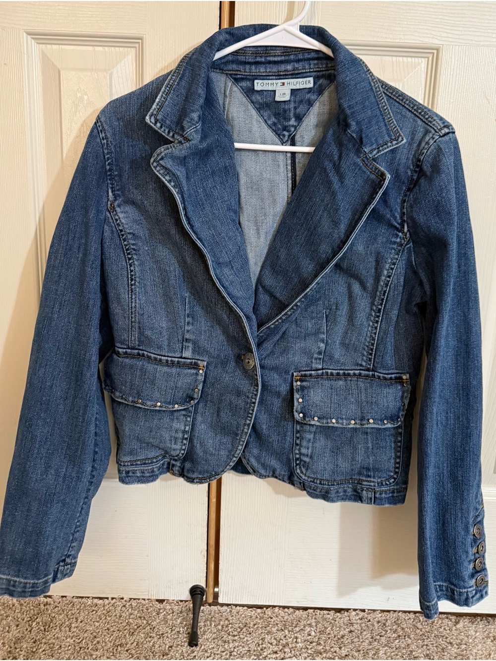 Tommy Hilfiger Denim Blazer Studded Pocket Jacket L